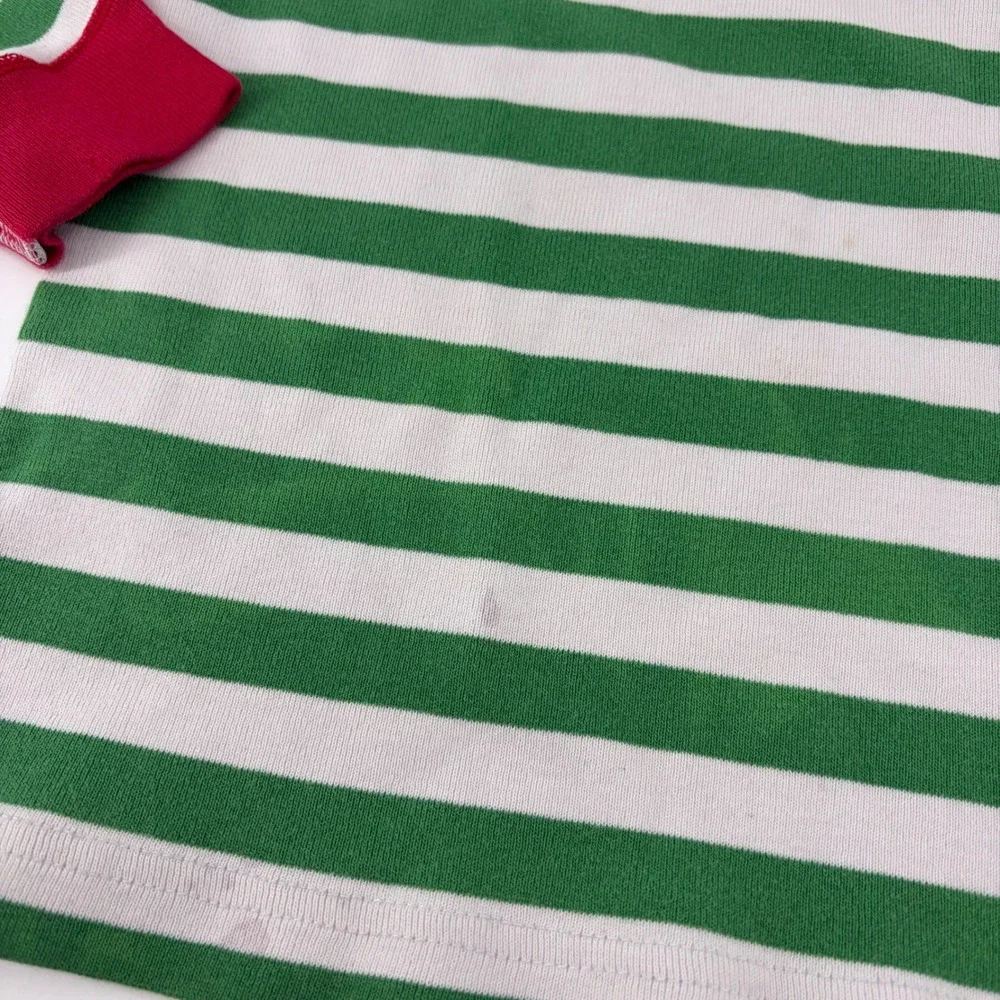Hanna Andersson‎ Kids 8 Organic Cotton Pajamas Green White Striped Christmas PJs